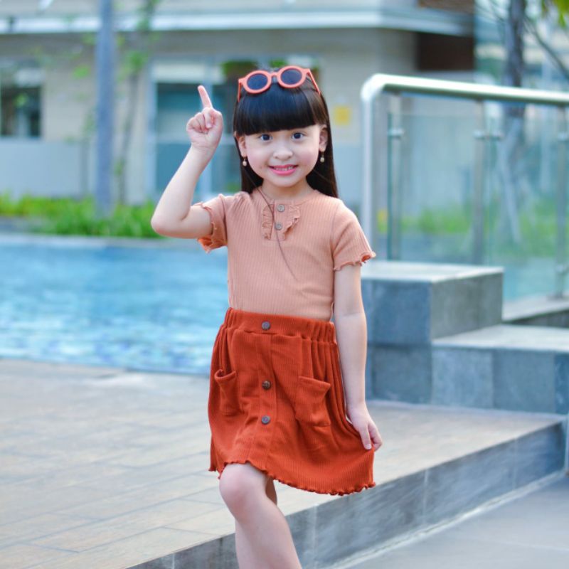 MELODI BUTTON SKIRT 1-5 tahun rok anak perempuan knit