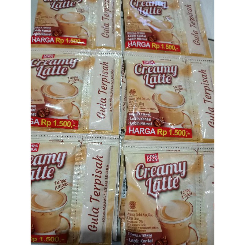 kopi tora bika creamy latte gula terpisah 1 renteng 10sachet