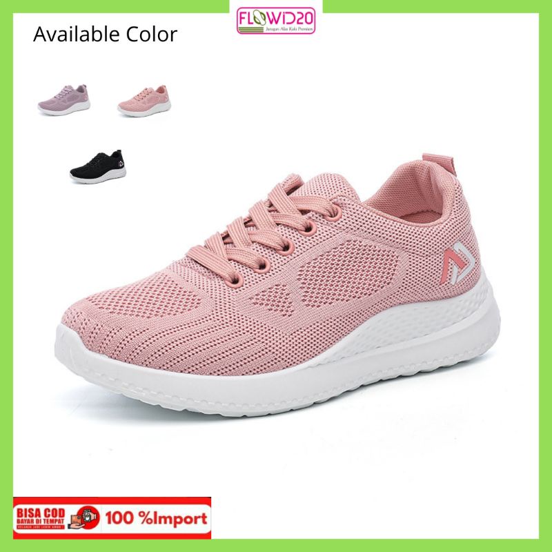 sepatu sneakers rajut lari olahraga rajut wanita import bertali snk 108