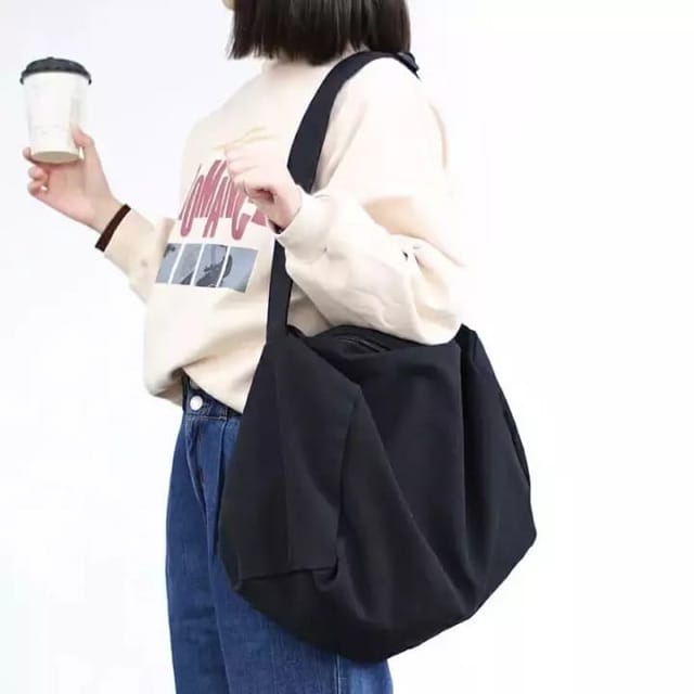 Bp Sling Bag Canvas Tas Selempang Wanita Besar Pria Tote Gym Korean Original