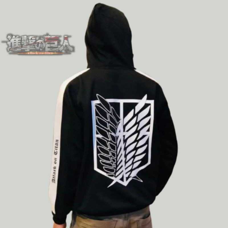 Jaket Sweater Anime SNK Shingeki No Kyojin Attack On Titan Line Hoodie Terbaru