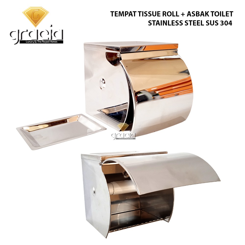 Tempat tisu Roll Toilet Stainless Dilengkapi Dengan Asbak Rokok