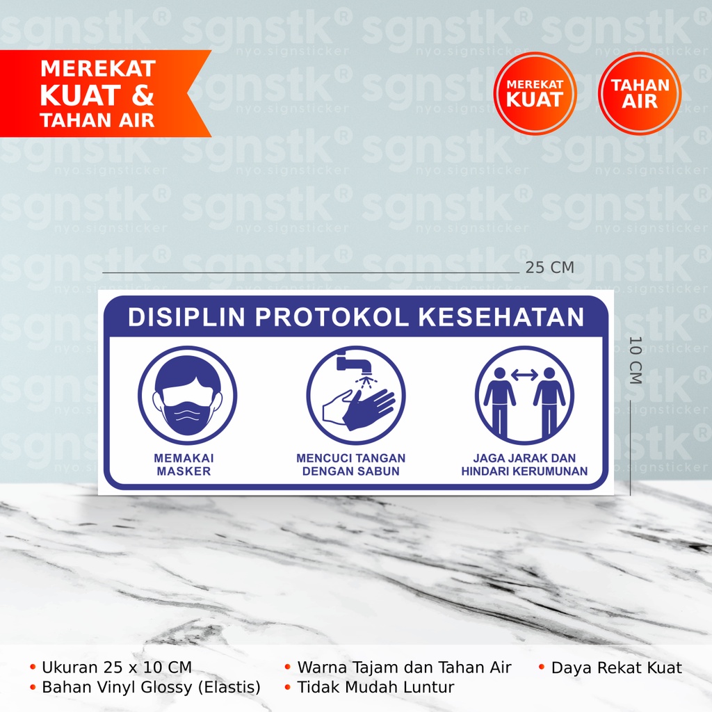 

STIKER PROTOKOL KESEHATAN BAHAN VINYL TAHAN AIR 25 x 10 CM