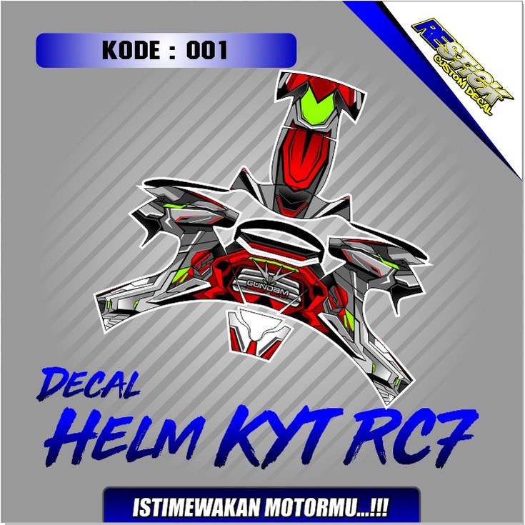 Decal Helm Kyt RC7 001 - Gundam - Desain bisa Request