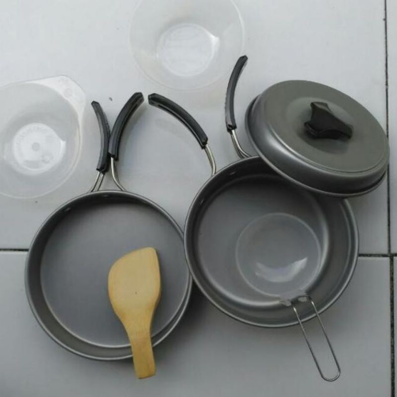 Paket alat masak kemping nesting 2 person SY-200 &amp; kompor portable/ nesing camping traveling outdoor