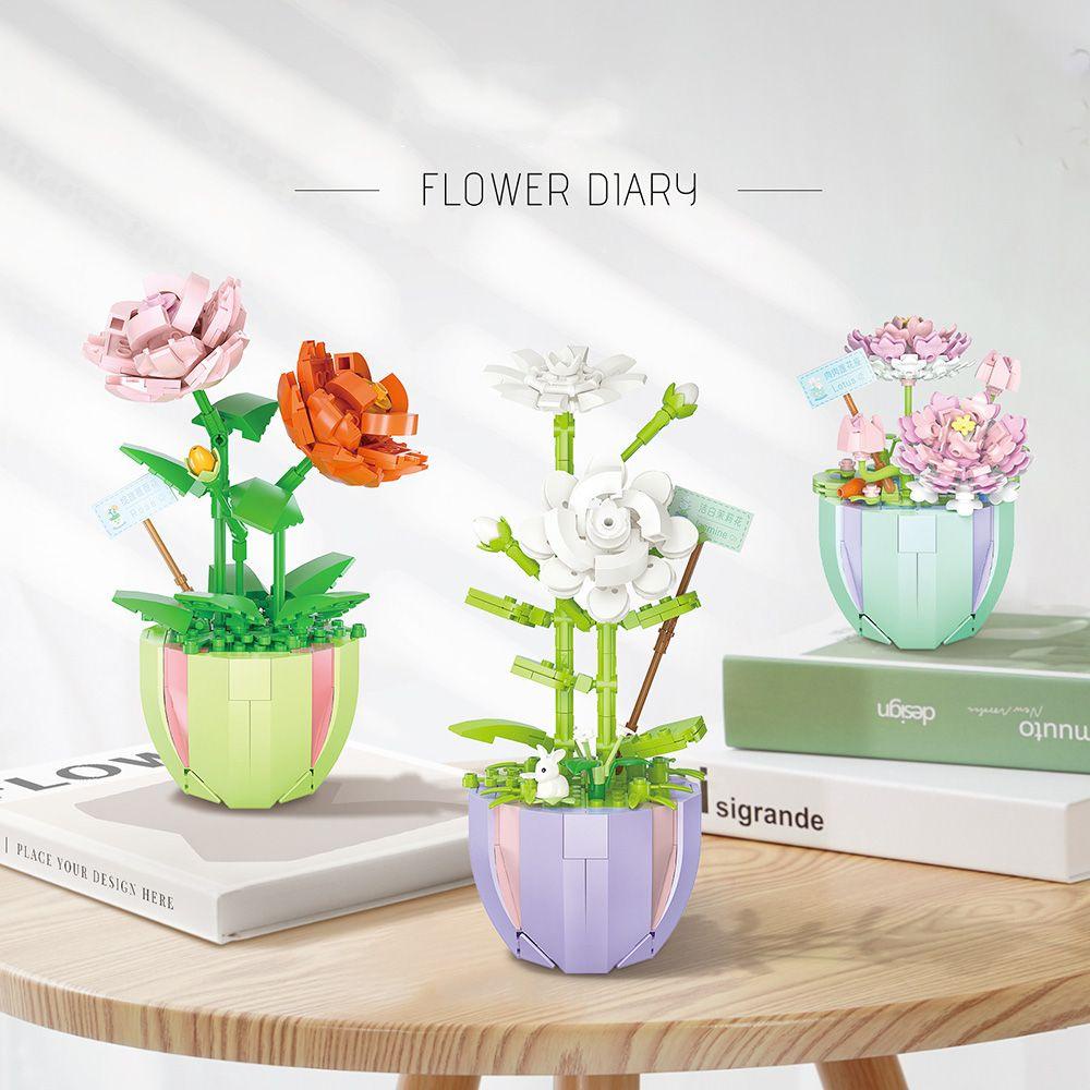R-FLOWER Building Blocks Flower DIY Mainan Bunga Mawar Abadi Tiga Dimensi