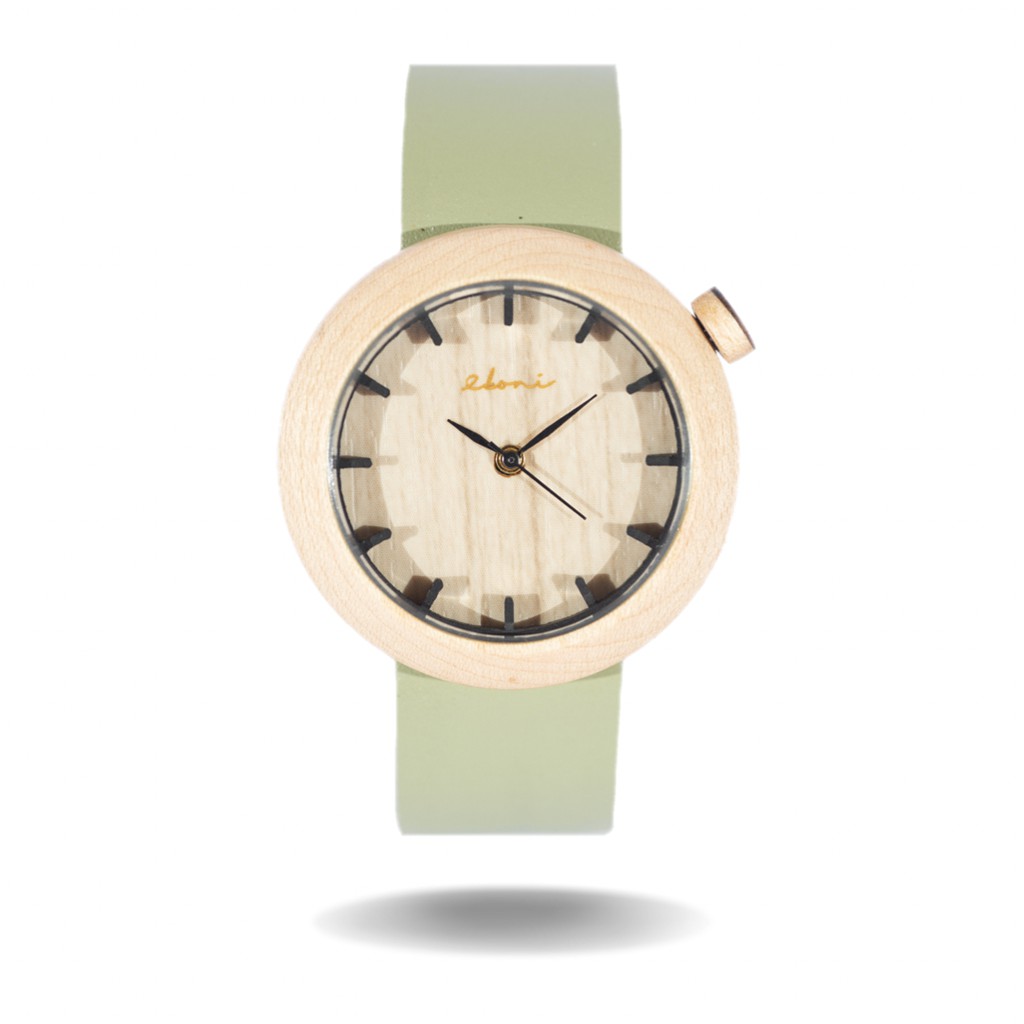 Eboni - Jam Tangan Kayu Wanita Maple 2.0 Sage / Wooden Watches Women