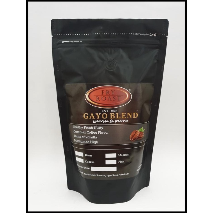 

Kopi Gayo Blend Espresso Supremo 500 Gram Biji Dan Bubuk