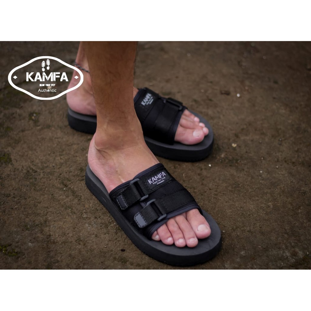 KAMFA - Sandal Slide Slip On Unisex Black SE03