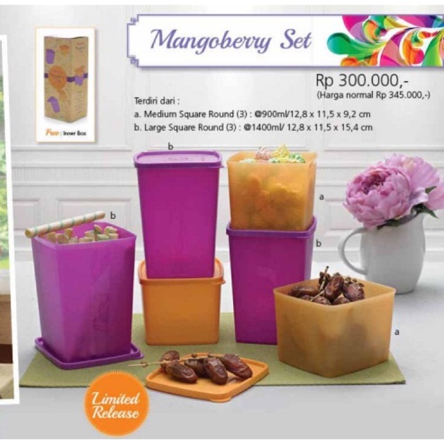 Toples tupperware manggoberry set promo 1set(6pcs)