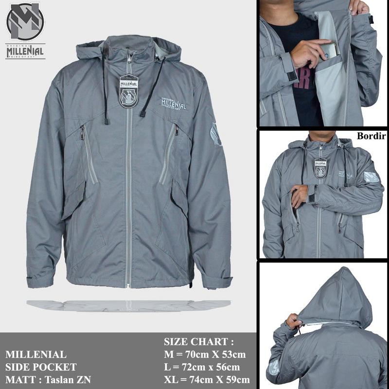 JAKET GREY MILENIAL JAKET COWOK GUNUNG OUTDOOR KEREN GAUL