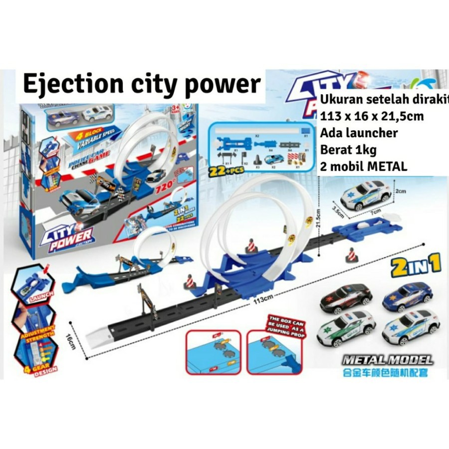 Ejection City Power 22Pcs Racing Track Mainan Mobil Balapan City Power