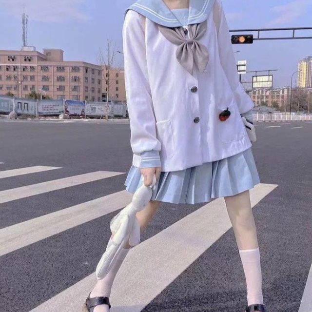 

Ginjal babi JK Jepang seragam lucu kepala putar hitam gadis retro kuliah lembut gadis tebal kepala b