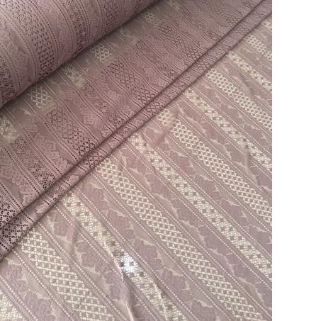 Bahan Kain Brokat Brukat Halus Lace Motif Salur Crown Warna Dusty Puple Ungu Taro