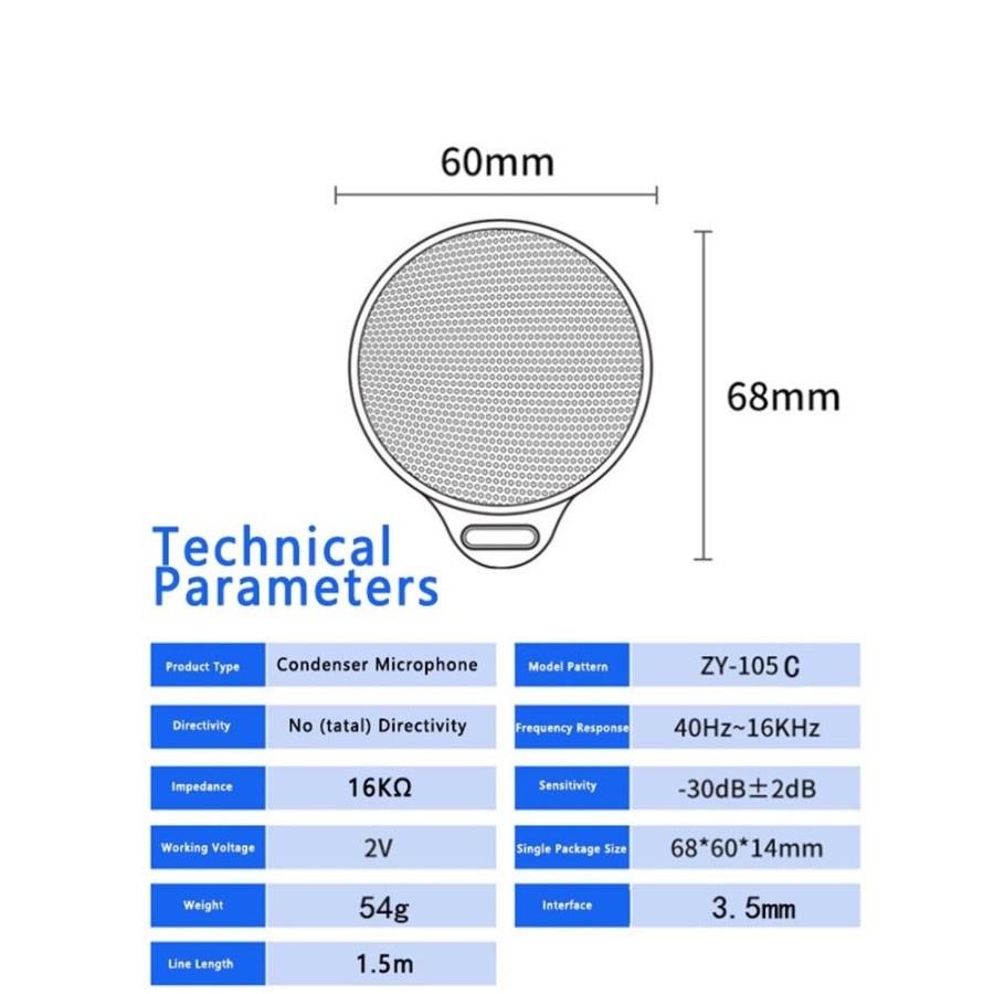 Microphone Table Conference 360 Degree - ZY-105C - Black