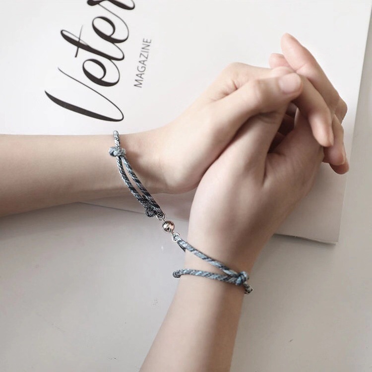 2pcs/set Gelang Tangan Tali Kepang Magnetik Untuk Pasangan/Pria/Wanita