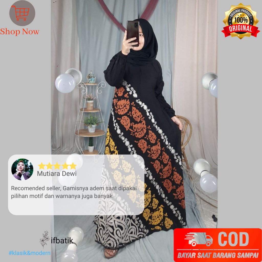 Gamis Twill Ori Pekalongan Motif Batik Terbaru Bisa COD Busui Friendly SIZE XL