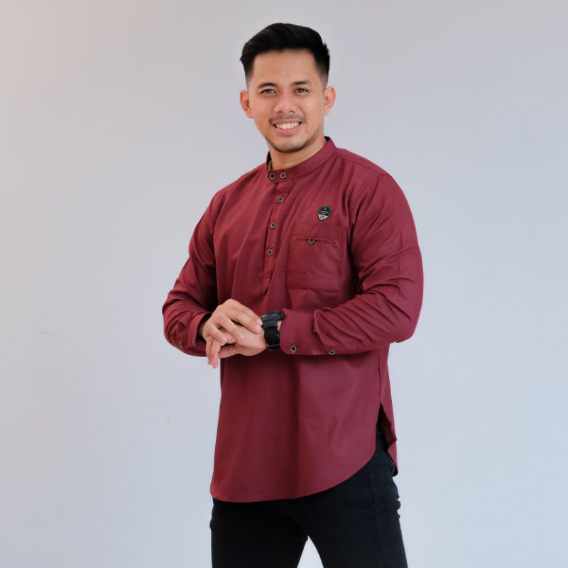 Baju Koko Pria Lengan Panjang Manset Rayon Slub By Ilnaaf