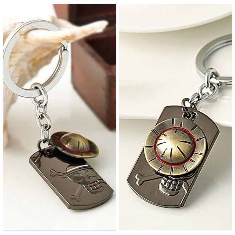 &lt; E2id &amp; &gt; Gantungan Kunci Motif Anime One Piece Luffy Bahan Stainless Steel