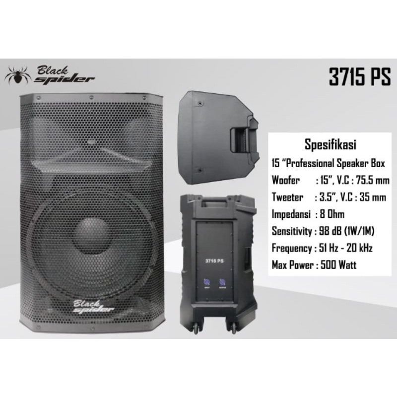 Speaker Pasif Black Spider BS 3715 PS BS 3715PS Original 15inchi 15in 500 Watt High Quality Garansi 
