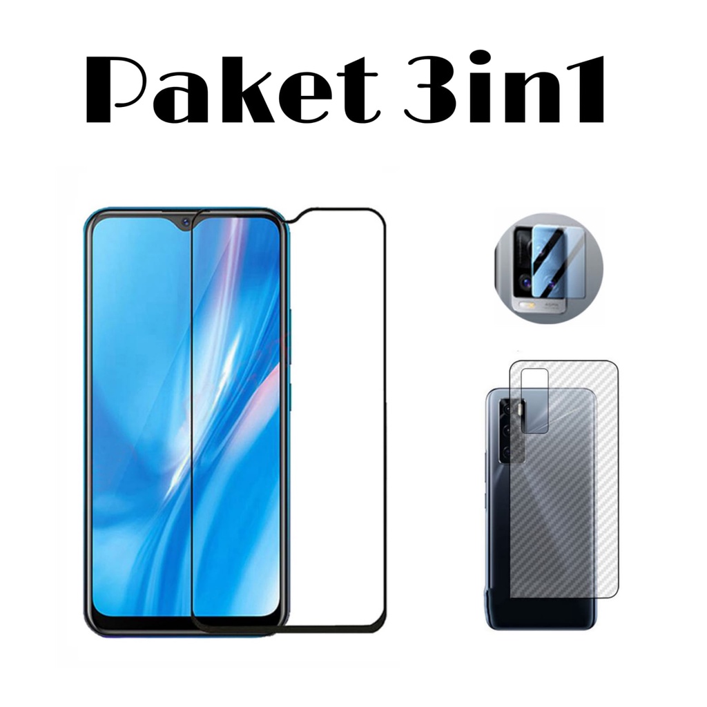 PROMO 3IN1 TEMPERED GLASS VIVO V20 ANTI GORES KACA FULL LAYAR