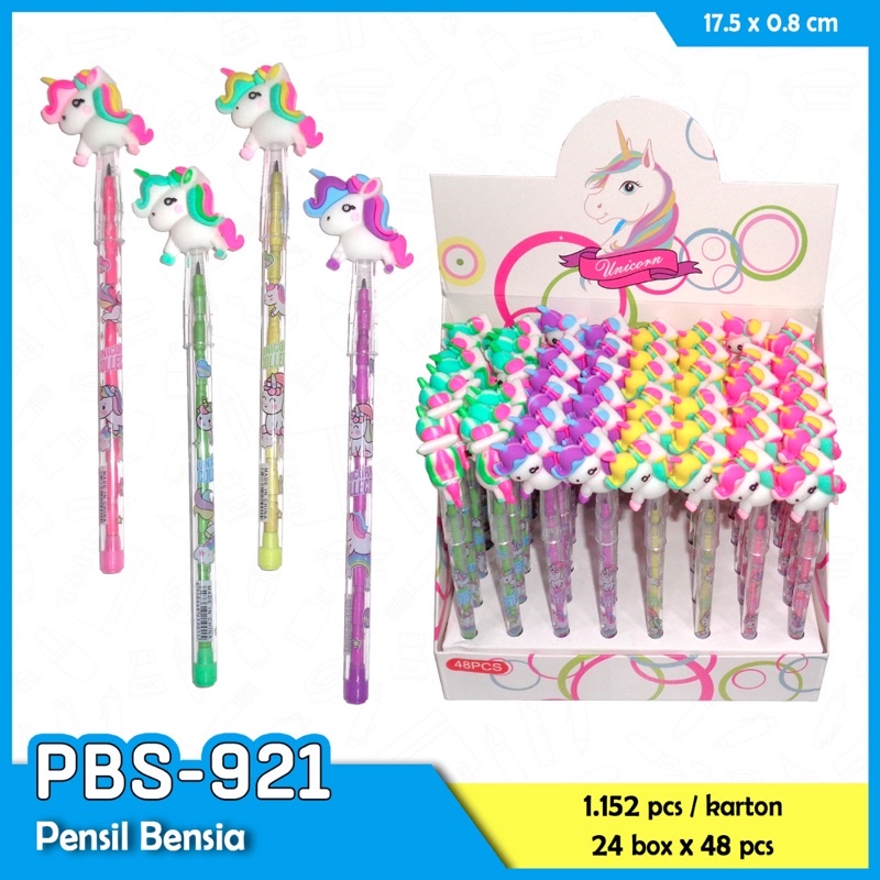 

pensil susun kepala karet unicorn surai satuan
