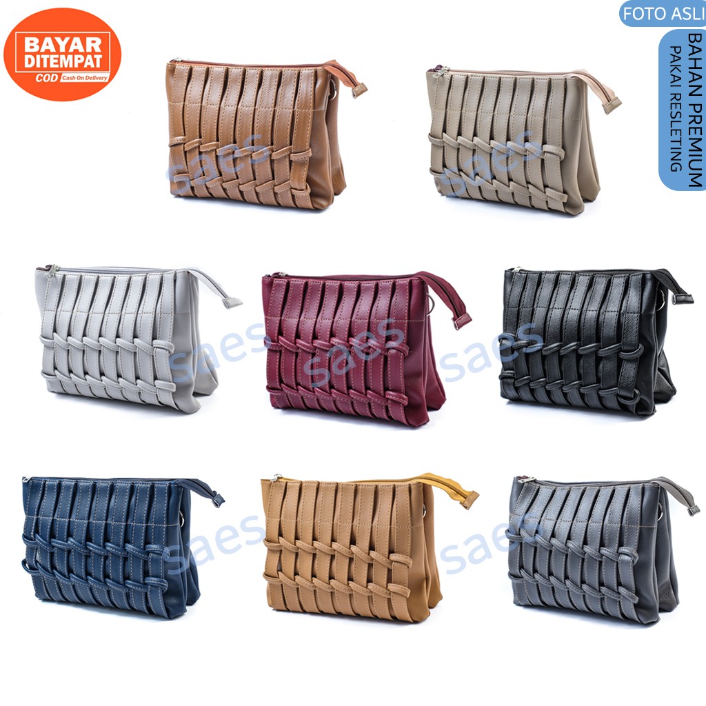 Tas Pesta Wanita Clutch Pesta Multifungsi clutch wanita Tas Selempang Kulit saes (resleting) Murah Semanggi saes store 005