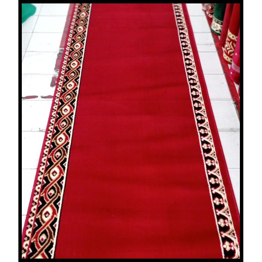 Karpet Masjid Sajadah Mushola Medeena Bintik Meteran Best Seller Murah - Merah, Polos
