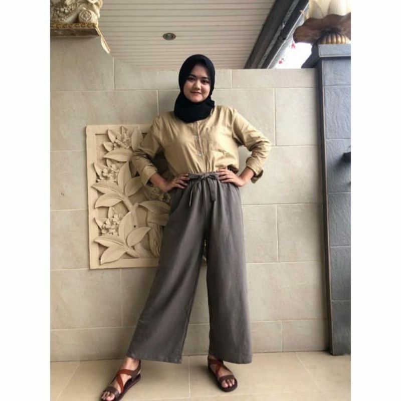 Celana Kulot Wanita Dewasa Bahan Linen