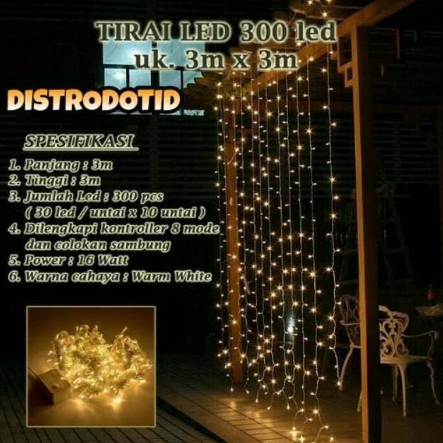 Lampu Tumblr Hias Natal Led model Tirai panjang Berkualitas Warna WARM --Terbaru--