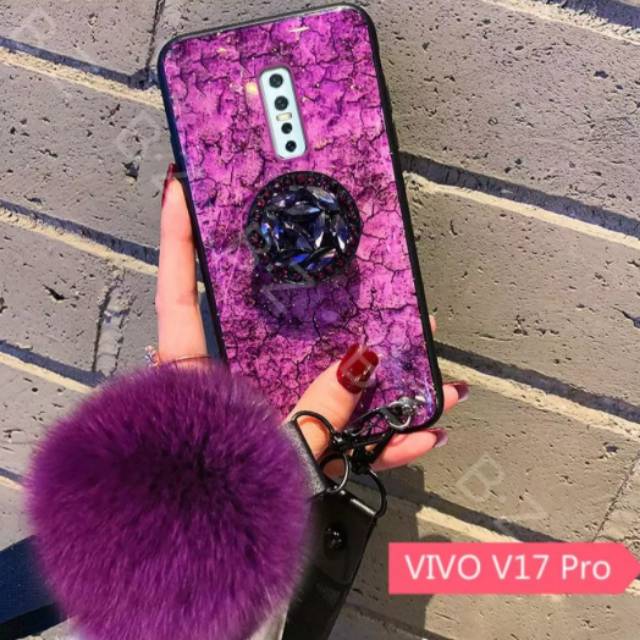 Case marmer glitter vivo v19,vivo v17 pro,vivo s1 pro, case bling foil emas pop socker dan gantungan