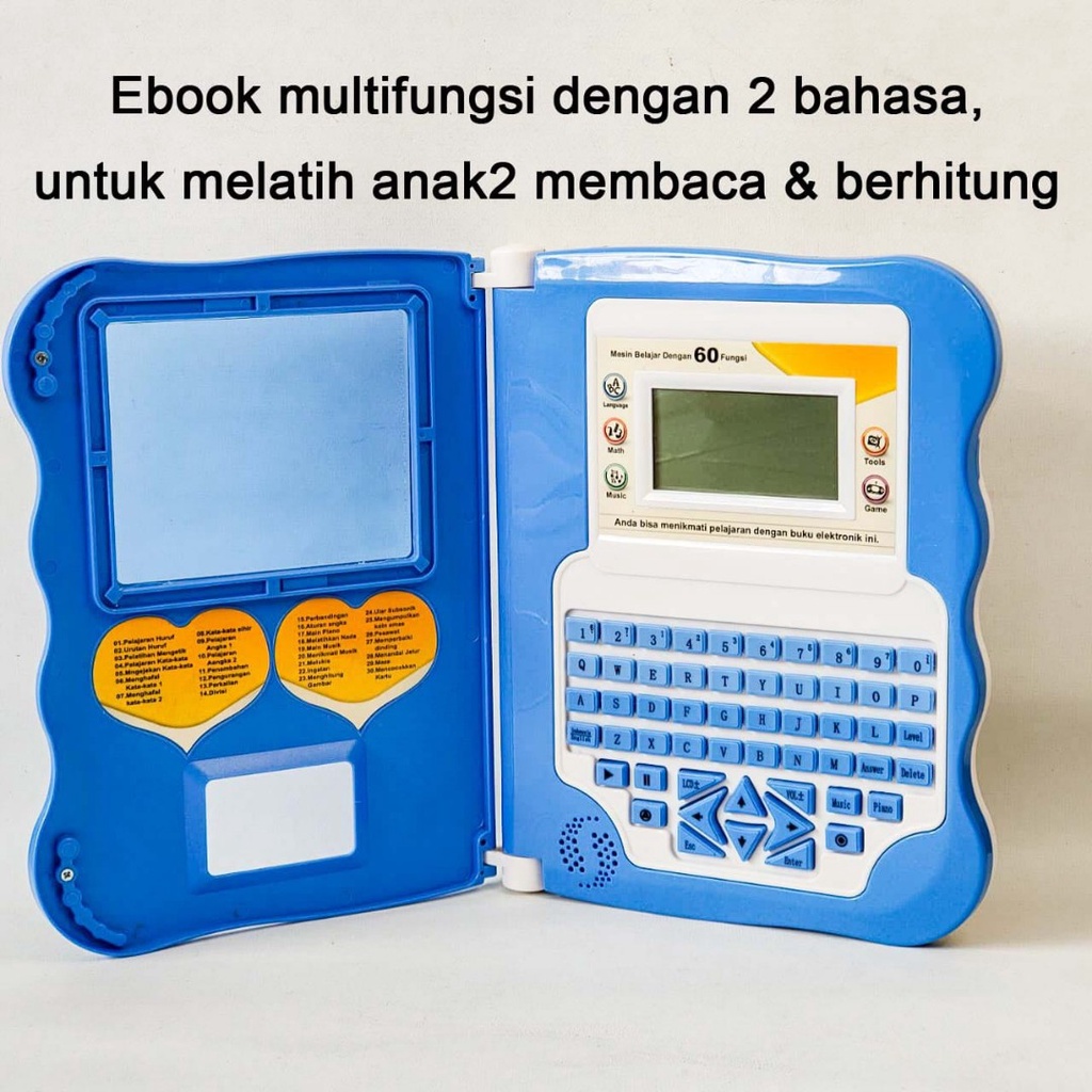 Buku Anak Buku Pintar Elektronik Untuk Anak E Book Muslim 4 Bahasa Mainan Edukasi Kado Ultah K29G-Ebook 60 Fungsi Biru