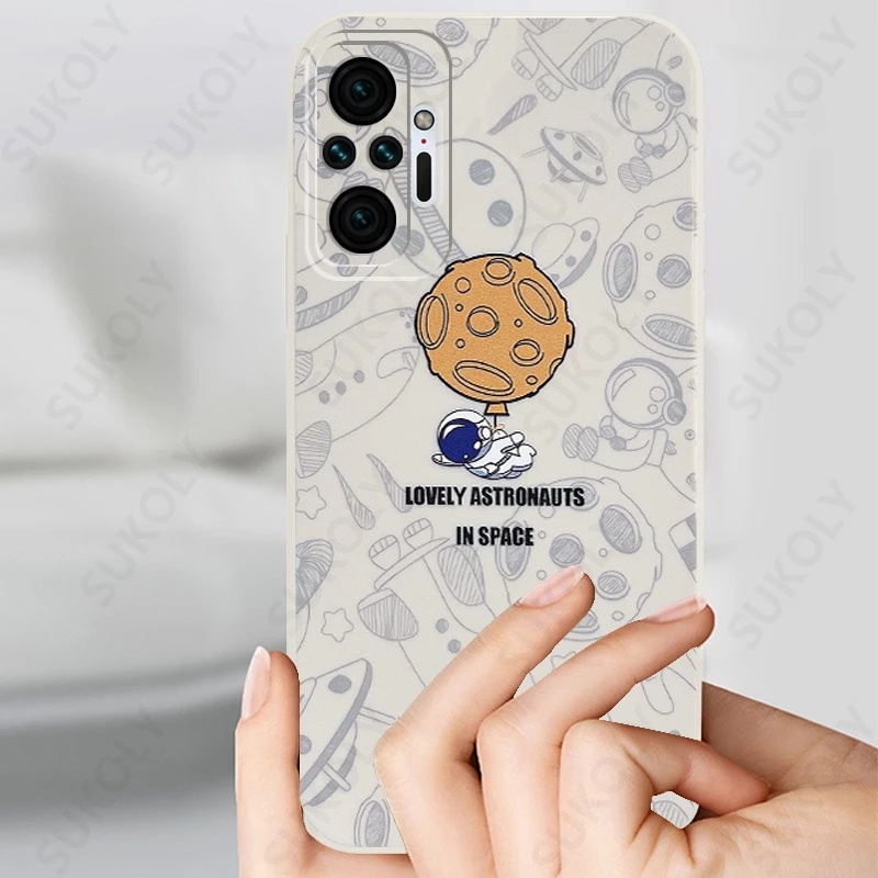 Case Kotak Desain Astronot Klasik Anti Jatuh Untuk Xiaomi 11 Poco X3 NFC X3 Pro Poco M3 M2 Redmi Note 7 Pro Note 8 Pro Note 9 Pro Note 10 Pro Note 11 Pro Redmi 8 9 10 9 10 9A 9T 9T