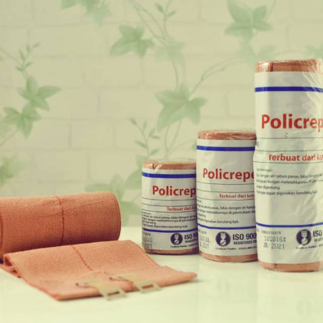 Policrepe poli crepe perban coklat 3 in/elastis bandit 7.5 cm panjang 4.55 m policrepe  perban cokla