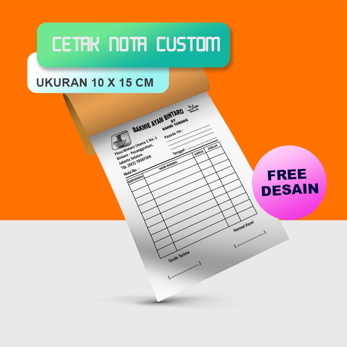 

NOTA KWITANSI 1 /4 F4 A4 CUSTOM FREE DESAIN 1 RIM