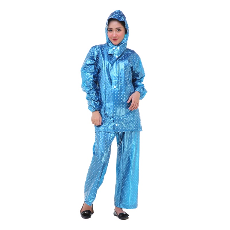 Jas Hujan Setelan Motif Polkadot / Mantel Hujan / Mantel / Raincoat / Jas Hujan Dewasa Baju Celana Polkadot / Jas Hujan Polkadot Dewasa / Jas Hujan Motif / Jas Hujan Jaket Celana