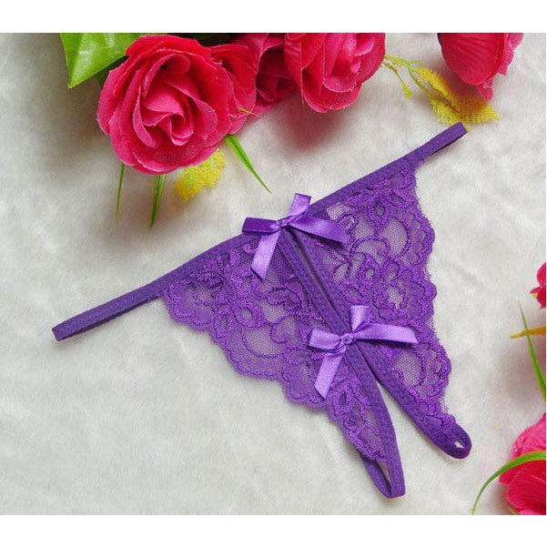 Victoria G-String Wanita Lace Transparan Open Celana Dalam Panties Import 3040