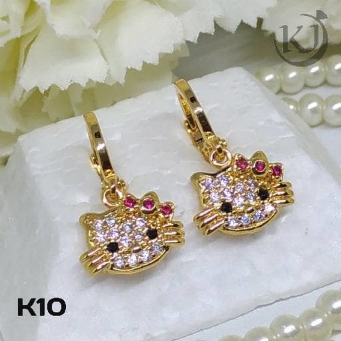 (BISA COD) Xuping anting anak hello kitty permata, anti luntur selamanya-terlaris