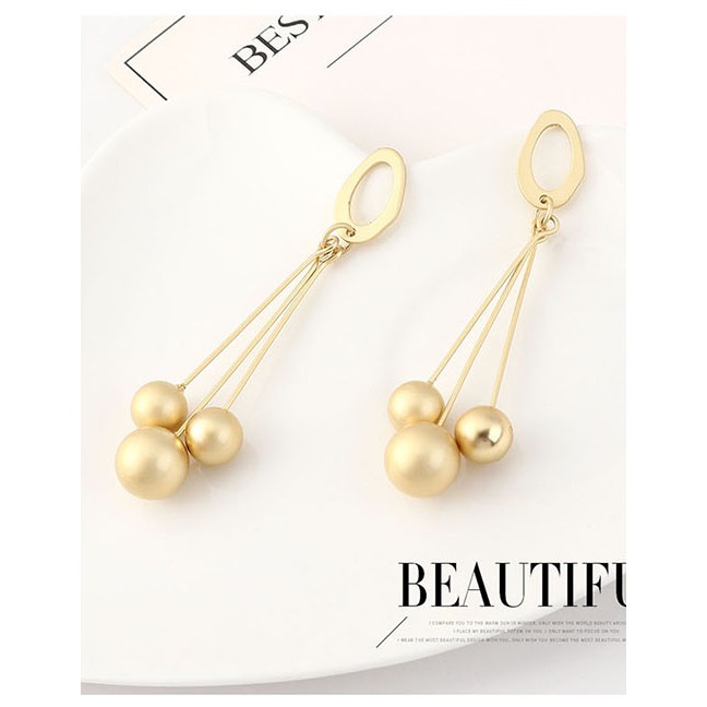 LRC Anting Tusuk Fashion Gold Plated Gold Fringed Pearl S925 Silver Needle Earrings Y62847