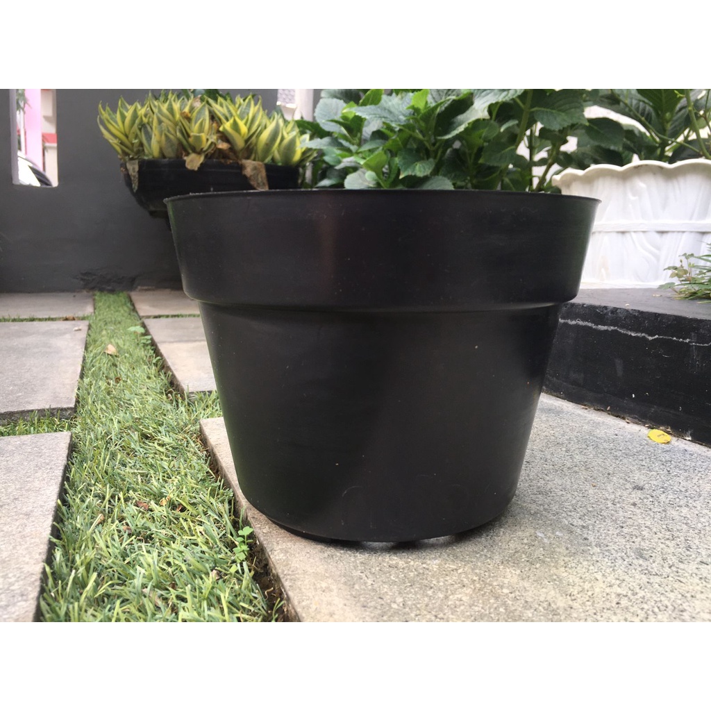 LUSINAN Pot Bunga Murah /Pot Tanaman /Pot Plastik uk 20 CM Hitam  (isi 12 PCS)