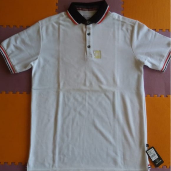 Polo Nevada Putih Kerah Hitam