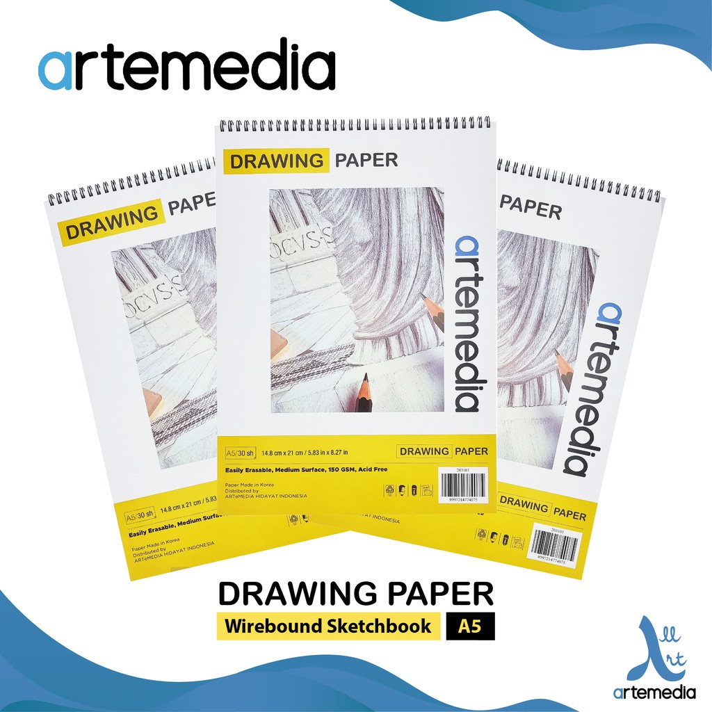 

Buku Gambar & Sketsa Artemedia Drawing Paper Book A5 Wire Bound Sketchbook