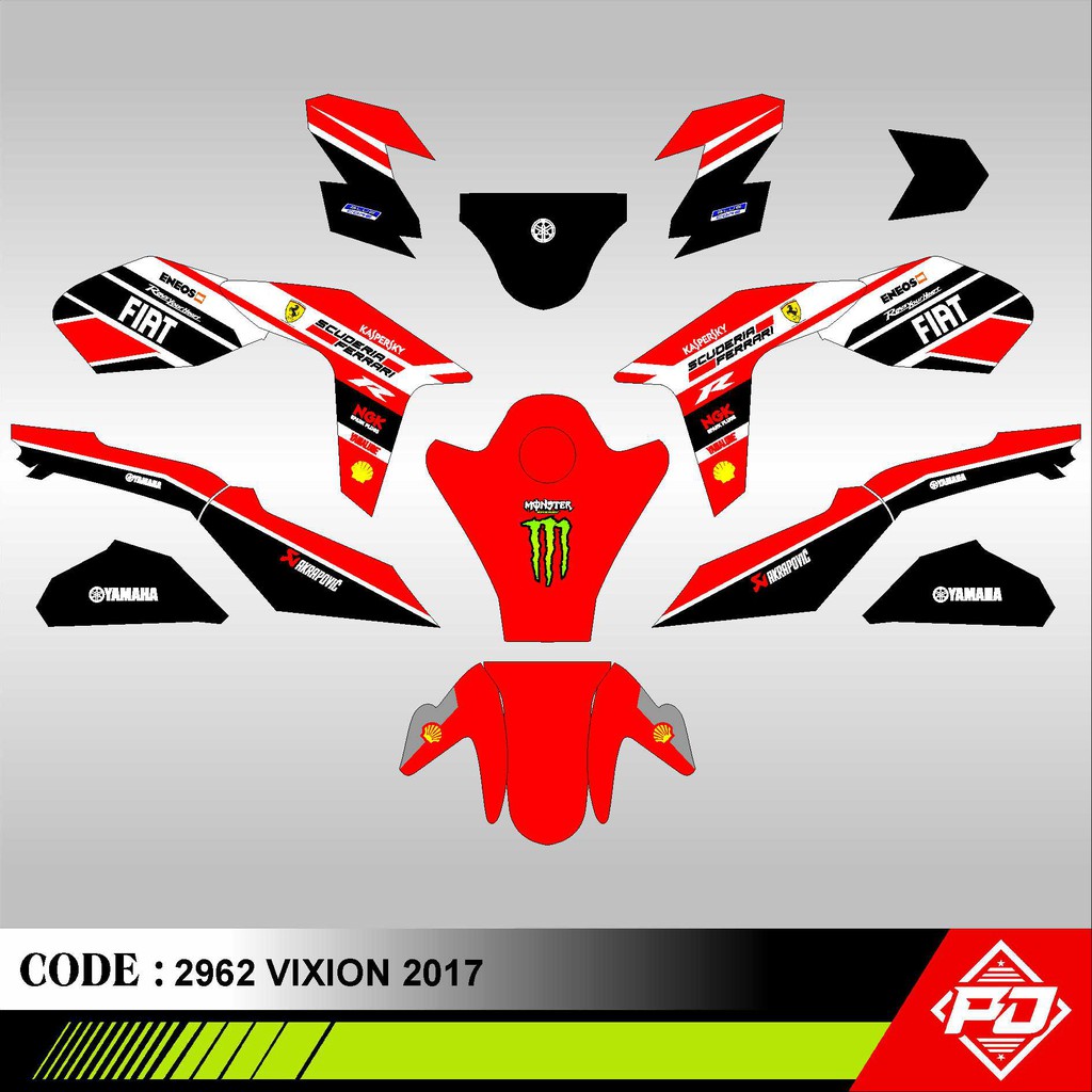 Decal Stiker Motor VIXION LAMA/VIXION 2013 - 2014 NVL/VIXION 2015 - 2016 NVA/VIXION R NEW Full Body