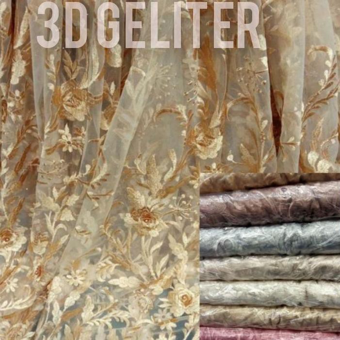 ➨ Kain Brokat Tile Tulle 3D [ 3 Dimensi ] Bahan Kebaya Dan Gaun Brokat Tile ♠