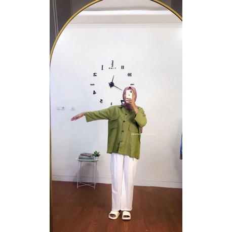 Nayla Shirt Kemeja Oversize Linen Cargo Wanita