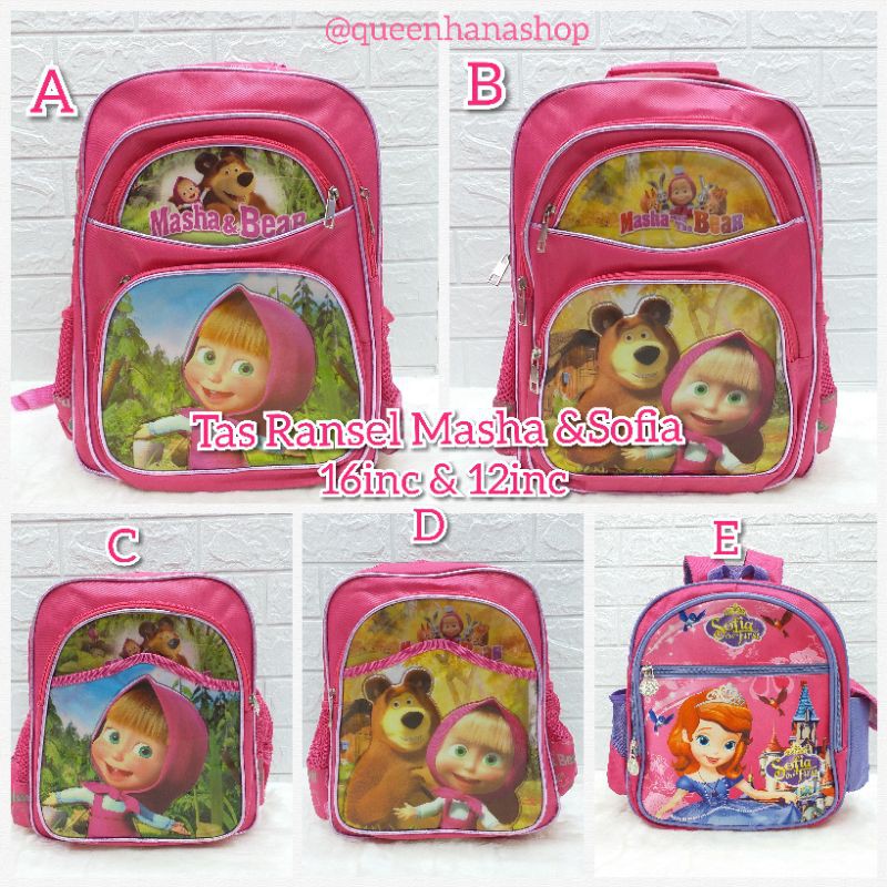 Tas Ransel Masha And The Bear / Tas Ransel Anak Sekolah SD 16inci