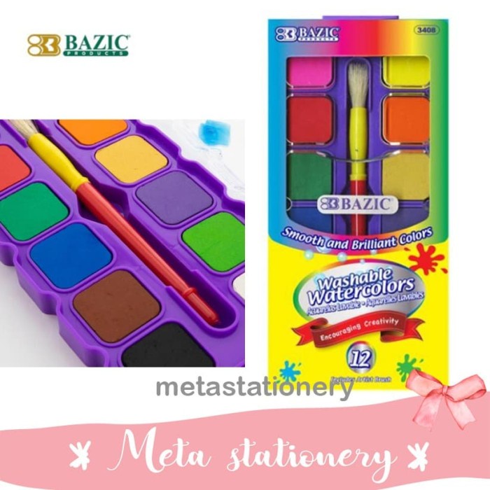

air-cat- cat air / washable watercolors paint cake square 12 warna bazic (free -cat-air.