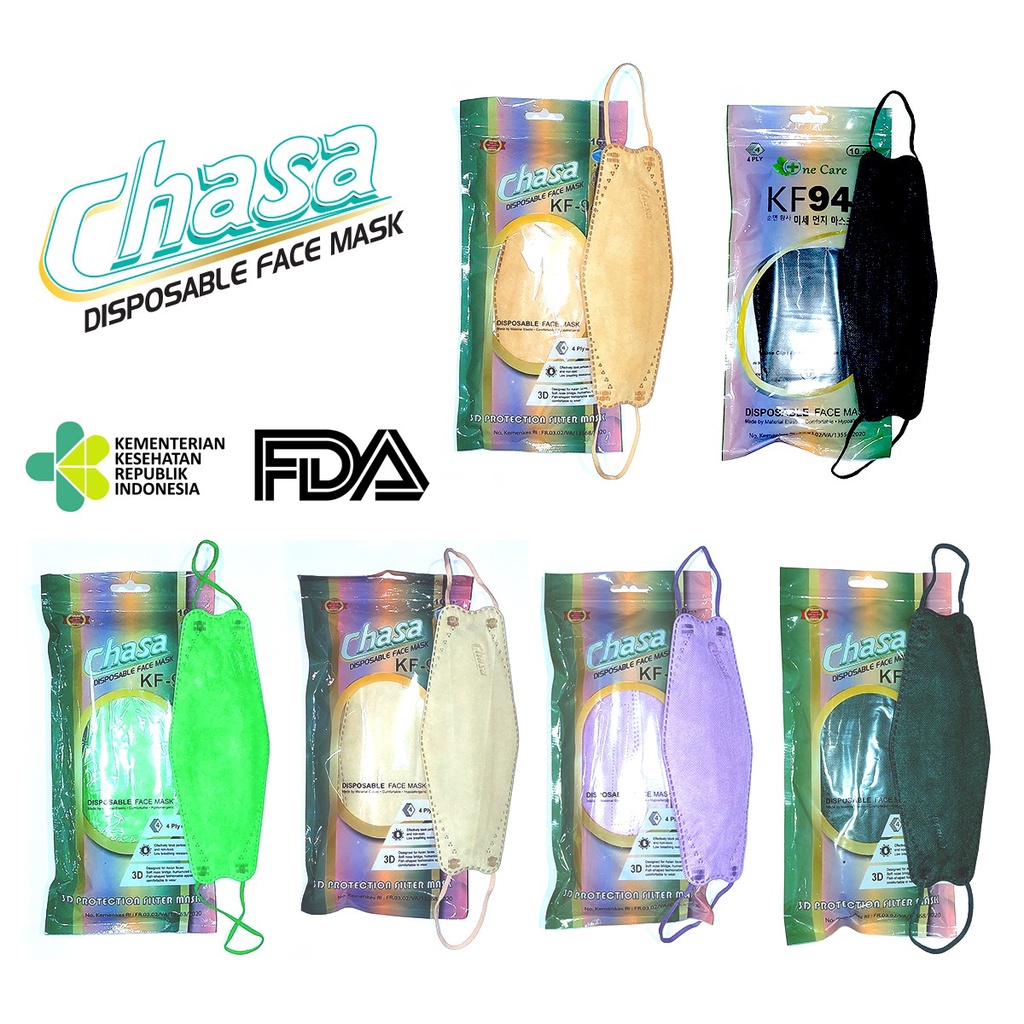 Chasa KF94 POUCH Sachet Ziplock isi 10 Pcs 3D Stereoscopic Fish Masker - Big Plaza