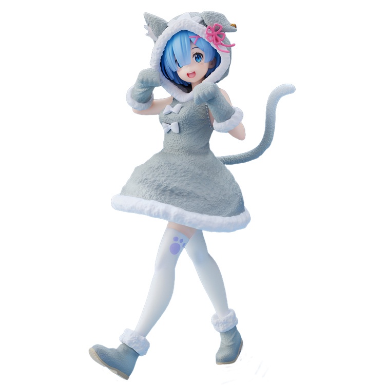 Mainan Action Figure Rem Ram Anime RE: Zero-Starting Life in Another World Kawaii Telinga Kucing Bahan PVC Untuk Hadiah Anak