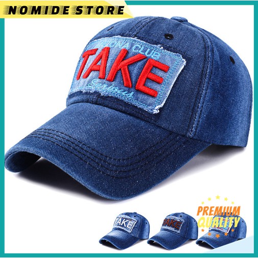 TAKE Topi Baseball Arizona Club Serious Bahan Cotton Jeans Topi Fashion Jeans Pria Wanita Masa Kini 